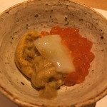 鮓 きずな - 201609再訪 利尻の雲丹、利尻生いくら、明石のコウイカ