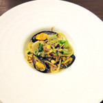 レストラン 鎌倉 - 3】パスタ：ムール貝とちりめんじゃこレタスのペペロンチーノ