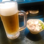 Chotto Kokontei - 生ビール（サッポロ）
                        お通しは、豚しゃぶのサラダ
                        
                        