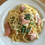 ココス - スモーク秋鮭(国産)と国産ほうれん草のクリームパスタ790円税別