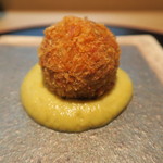 小春日和 - 28年9月　じゃが芋饅頭　裏漉し茄子と西京味噌ソース