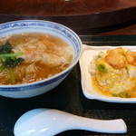 黒龍天神樓 - 麺セット（雲吞麺＆海老天玉子丼）