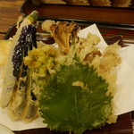 そば処 薬師 - 野菜天ぷら。