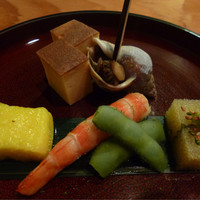 日本料理 たかむら - バイ貝、卵焼き、海老、子持ち昆布、トウモロコシの練り物