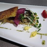 Le vrai - 2016.9.17　北海道産秋刀魚のコンフィ　茄子とトマトのパイのアップ