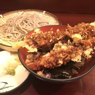 蕎麦肴酒さらざん - 料理写真:小盛りえび天丼とざる