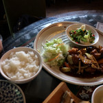 竹海 - ズーハイセット￥１，０００:秋ナス入酢豚、イカとブロッコリーの中華和え、ご飯は新米です！