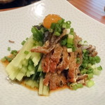 蕎麦切り 旗幟 - はも皮と胡瓜の酢の物670円