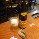 蕎麦切り 旗幟 - 瓶ビールとお通しのバイ貝