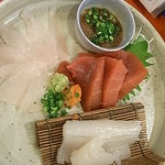 千歳 - 刺盛（かわはぎの薄造、まぐろ赤身、するめいか）