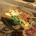 銭函バーベキュー - カマンベールの外側は箸で細く割って「札幌スープカレー」に入れると無茶苦茶美味しい。