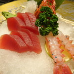 紅毛港海鮮餐廳 - 1,280元のコース(刺身と甘海老の盛り合わせ)