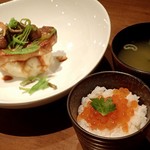 杏ダイニング - 主菜(奄夢豚柔らか煮をチョイス)と食事；煮豚の脂と馬鈴薯のマッシュが好相性(^^)v @2016/09/26