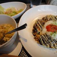 和食鉄板 銀座 朔月 - とろろめんたいのお好み焼きランチ☆
