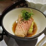 ゆうがた - 八寸：焼き茄子と鴨ロース煮