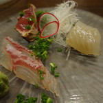 ゆうがた - 造り：造り：真はた・かつお・すずき昆布〆
      