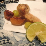 くろぎ - 松茸のフライ　栗煮　銀杏2016.9