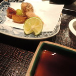 くろぎ - 松茸のフライ　栗煮　銀杏2016.9