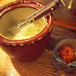 波 - おつゆに入れる葱と赤柚子胡椒。