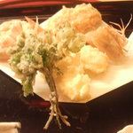 割烹 やました - 10.11.7　しらさ海老と野菜天ぷら