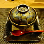 田菜花 - 5000円コース4品目　蓋を取る前　器も綺麗だ　※2016年9月