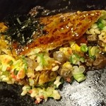 Hanatanuki - 「京風ねぎ焼」には刻んだすじコンを入れ、卵を半熟に仕上げてあります。