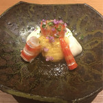 日本料理 晴山 - 車海老と春菊の白和え