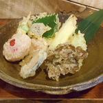 手打ち蕎麦 仙太郎 - お昼も夜もちょい飲みセット　季節野菜の天ぷら　