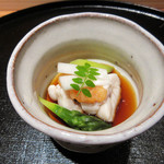 竹ざき - 7】鯛の白子 このこ うど 木の芽 ポン酢(2016.4)