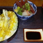 いっしきお食事処 - 天丼刺身セット1080円