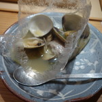 寿しの吉乃 - 2016.10 はまぐり、のど黒、松茸のラップ蒸し