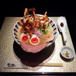 鶏Soba 座銀 にぼし店 - 煮干し吟醸nigori並＋燻製玉子 950円