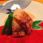 鮨　仙八 - ニシンとホタテに桃のコンポート(^^)