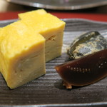 鮨 山浦 - 28年10月　玉子、西瓜奈良漬、山形民田茄子芥子漬け