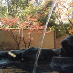 おたる宏楽園 - 打たせ湯風にお湯が注がれる室内露天風呂。