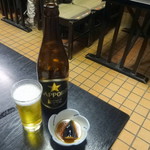 うなぎ赤垣 - 瓶ビールと無料のお通し