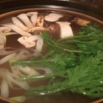 旬膳甜酒 創庵 - 鱧鍋(岩手産松茸、徳島産鱧、菊菜、白葱)