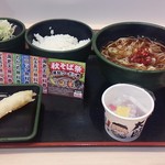 ゆで太郎 - 2016/9 レビュ24回目 納豆 360円（納豆、生卵、かけそば、ご飯）+　海老天（サービス券利用） 360円