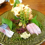 〆鯖、真鯛、つぶ貝