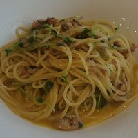 イル・クアドリフォーリオ - 帆立貝、ヤリイカ、アサリの
                オリーブオイルパスタ