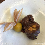 柚木元 - 松茸を信州牛で巻いたもの