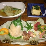 お通し・造り(地鶏の里スペシャル)