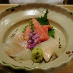 鮪大トロ・平目の昆布締め等、お造り3種