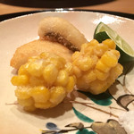 まき村 - 2016/9_鱧と玉蜀黍の揚げもの