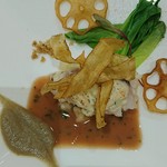 リストランテASO - 真鯛と天使の海老のロースト　根菜のリゾットと赤ワインのソース