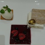 リストランテASO - 四万十川源流で採れた和栗のモンテビアンコ　木苺と黒スグリのクリームとラム酒薫ジェラートを添えて