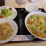 中国料理 天安門 - 五目汁そば＋ミニチャーハンセット