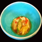 祇園もりわき - 『胡麻豆腐と新いくら』!!ぷるんぷるんの『胡麻豆腐』の上に、歯ごたえのある『あわび』の酒煮が～～！！(ﾟ ﾛ ﾟ;ﾉ)ﾉ