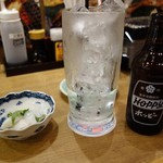浜焼き海鮮居酒屋 大庄水産 - ホッピーセット518円、お通し378円