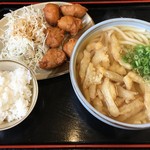 Tenobe Udon Jinrikiya - から揚げうどんセット600円＋ごぼう天140円＋大盛100円